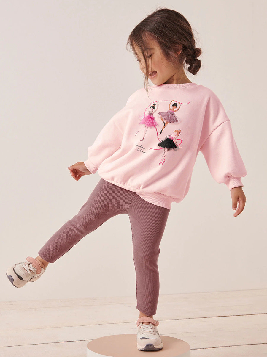 Girls’ Ballet Friends Sweatshirt &amp; Ribbed Leggings Set