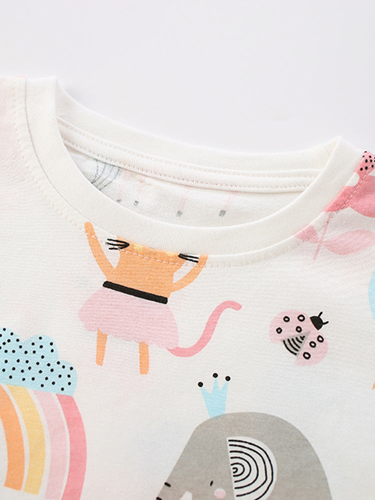 Girls’ Rainbow Safari Cotton Pajama Set