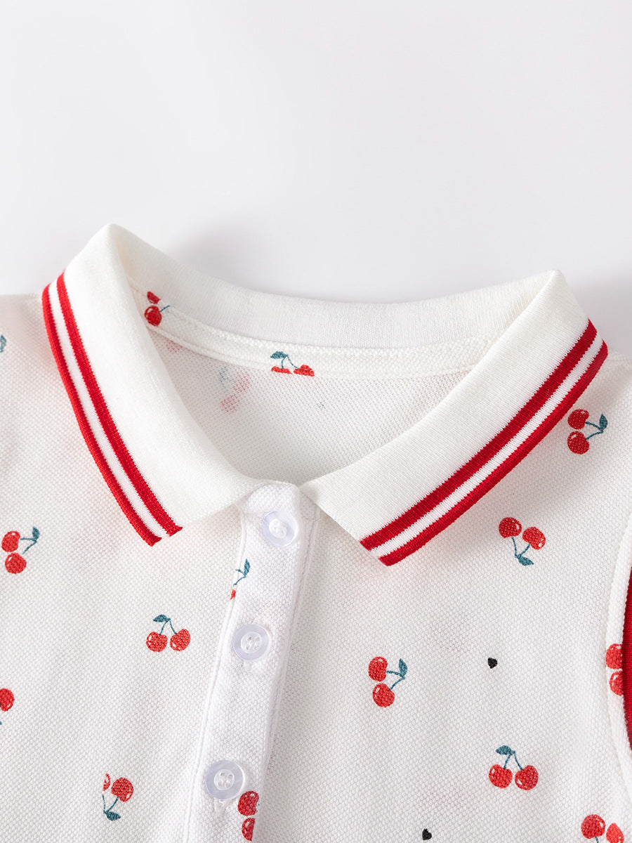 Girls’ Cherry Pique Cotton Dress