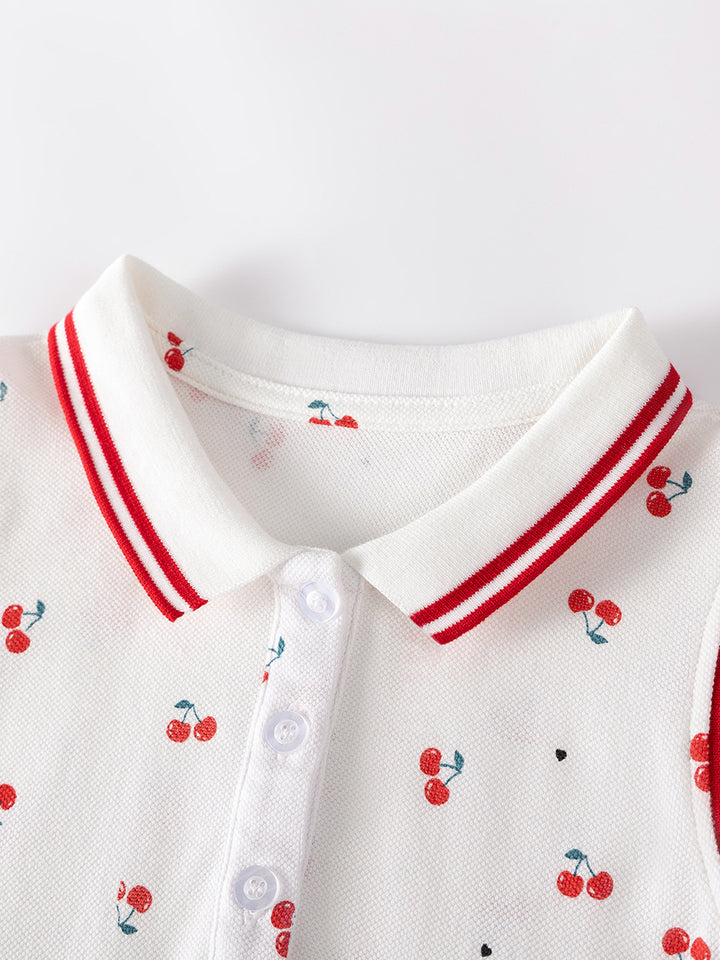 Girls’ Cherry Pique Cotton Dress