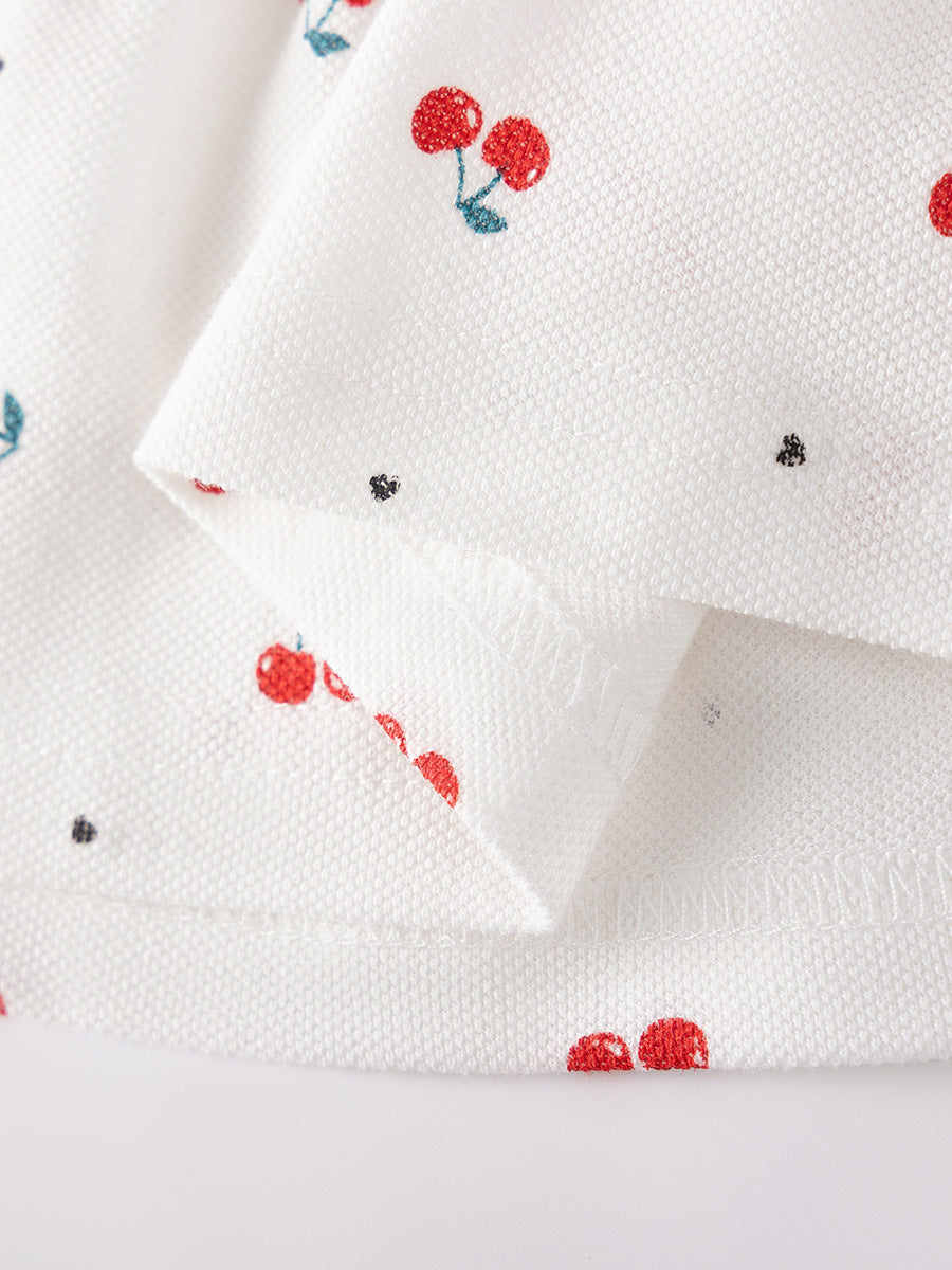 Girls’ Cherry Pique Cotton Dress