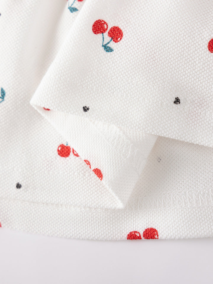 Girls’ Cherry Pique Cotton Dress