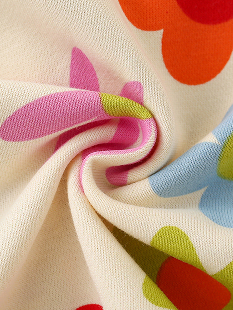 Girls’ Floral Colorblock Hooded Zip Jacket