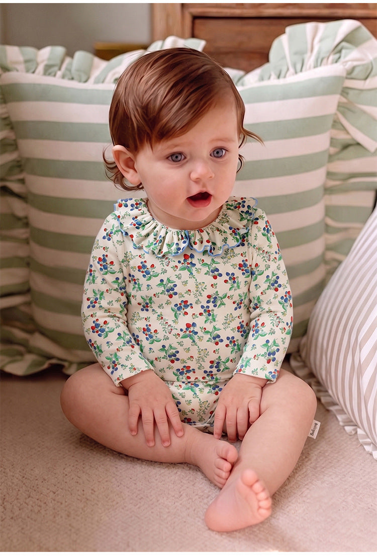 Baby Wild Berry Ruffle Collar Cotton Bodysuit