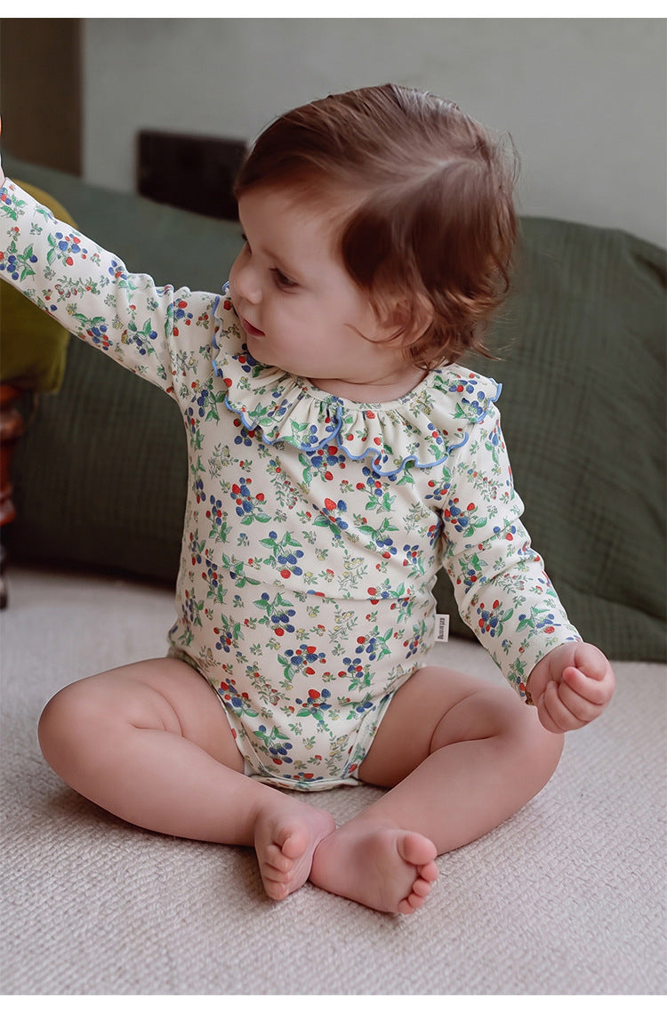 Baby Wild Berry Ruffle Collar Cotton Bodysuit